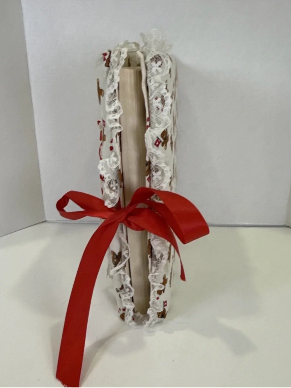 Vintage Granny Core Padded Handmade Fabric Teddy Bear Hearts Photo Album -Baby